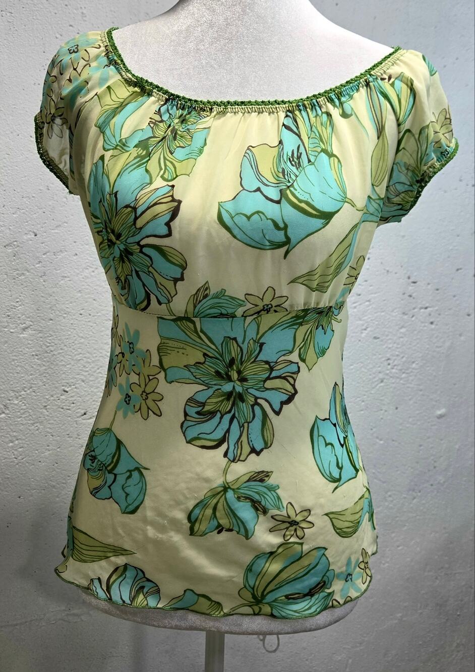 RAG Floral Tie-Back Blouse Small Made USA As-Is